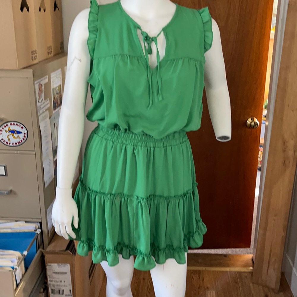 Women's Green Ruffle Tiered Summer Dress